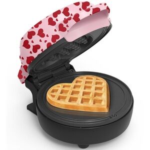 Heart-Shaped Waffle Maker - Pink and Red